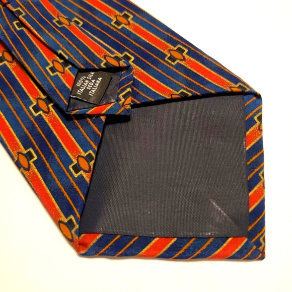 Pitti Uomo Necktie Blue Stripe Silk Neck Tie - Picture 4 of 5